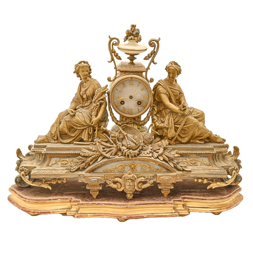 944 - A French giltmetal mantel clock, late 19th c, in Louis XVI style, the drum cased movement with alaba... 