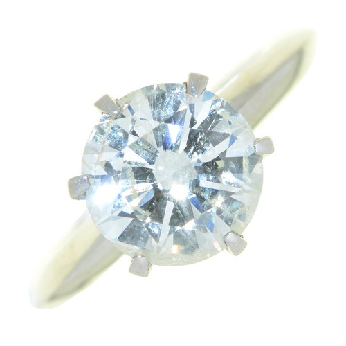 95 - A diamond solitaire ring, the round brilliant cut diamond of approximately 2.8cts, in white gold mar... 