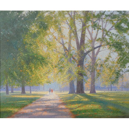 1121 - Christopher Osborne (1947 - ) - Walk in the Park, signed, oil on board, 49.5 x 59.5cm... 