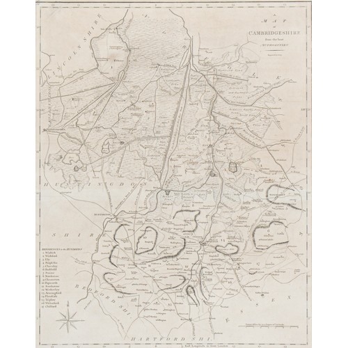 1120 - John Cary - Cambridgeshire double page engraved map, 19th c, 52.5 x 42cm