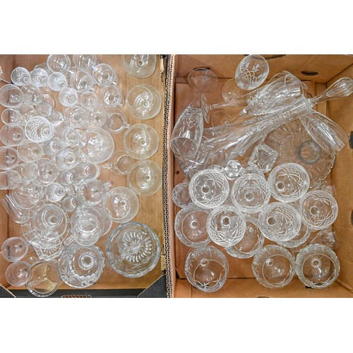 791 - Three boxes of miscellaneous glassware, 19th c and later, including Royal Doulton crystal champagne ... 