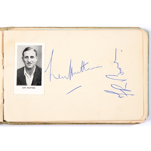 570 - Autographs. A mid-20th century album, signatures comprising cricketers, including Len Hutton, singer... 