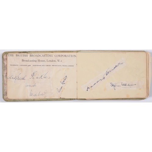 570 - Autographs. A mid-20th century album, signatures comprising cricketers, including Len Hutton, singer... 