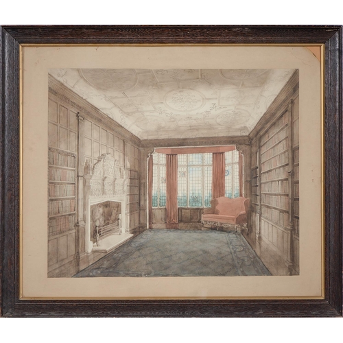 815 - Jose Arthur Gerald Stone (1894-1917) - Interior of the Library in a 16th Century English House, wate... 