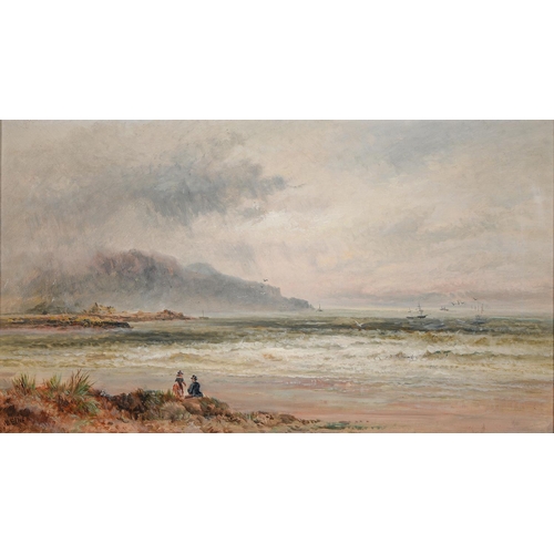 817 - W Ellis, 19th century - Cardigan Bay, Barmouth, signed, oil on canvas, 39.5 x 69.5cm... 