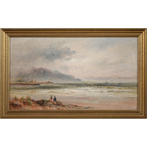 817 - W Ellis, 19th century - Cardigan Bay, Barmouth, signed, oil on canvas, 39.5 x 69.5cm... 