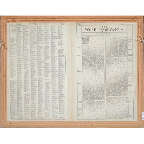 820 - John Speed - The West Riding of Yorkshire, c1676, double page engraved map, coloured, 41 x 53.5cm, e... 