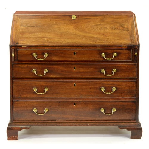 928 - A George III mahogany bureau,  108cm l