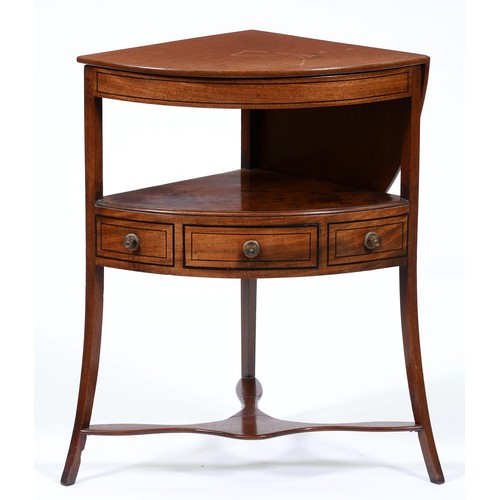 929 - A George III oval mahogany occasional table, crossbanded in sycamore and broken line inlaid, fitted ... 