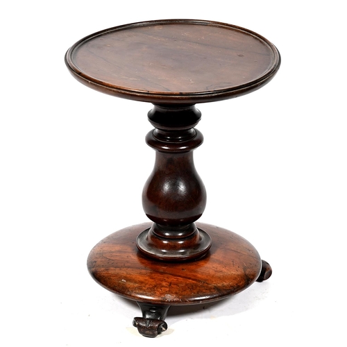 974 - A Victorian rosewood piano stool adapted as a table, with dished mahogany top, 44cm h; 35.5cm diam... 