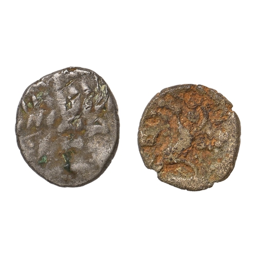 110 - Celtic, an early uninscribed base metal Stater; another a plated Stater (2)