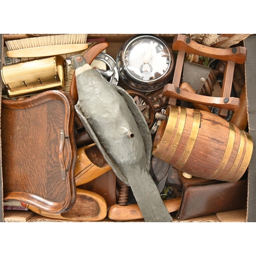 1171 - Miscellaneous wooden and metal items, including corkscrews, decoy pigeon, coins, etc... 