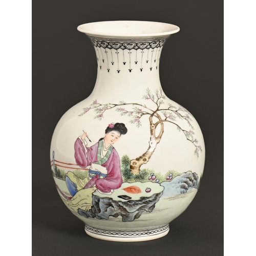 152 - A Chinese famille rose vase, 20th c, 15cm h, Qianlong mark