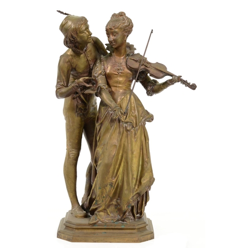 409 - A French bronze troubadour group, 