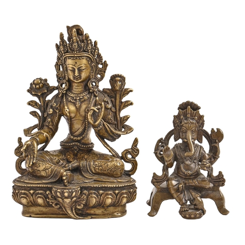 412 - Two South East Asian and Indian votive bronze sculptures, 19th / 20th c, 21cm h and smaller... 