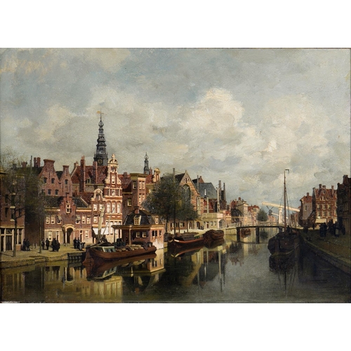 697 - Johannes Christiaan Karel Klinkenberg (1852-1924) - View of Amsterdam, signed, oil on panel, 40... 