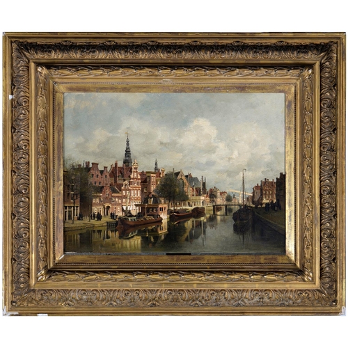 697 - Johannes Christiaan Karel Klinkenberg (1852-1924) - View of Amsterdam, signed, oil on panel, 40... 