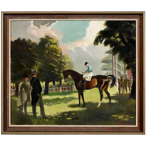 701 - Doris Clare Zinkeisen (1898-1991) - Racehorse in the Paddock,  signed (in red) oil on canvas, 50 x 6... 