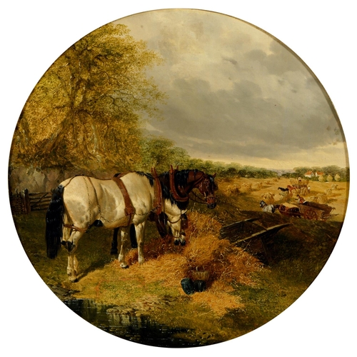 707 - John Frederick Herring (1795-1865) - The Hay Field; The Farm Pond, a pair, both signed, one dat... 