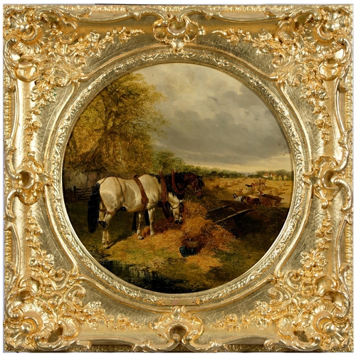 707 - John Frederick Herring (1795-1865) - The Hay Field; The Farm Pond, a pair, both signed, one dat... 