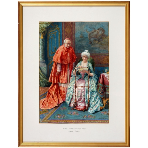 710 - Alberto Collina (fl late 19th century) - The Cardinal's Companion,  signed, watercolour, 52.5 x... 