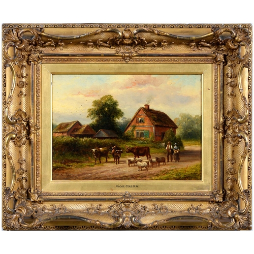 711 - George Vicat Cole, RA (1833-1893) - Returning from Market, signed, oil on canvas, 24 x 34cm... 