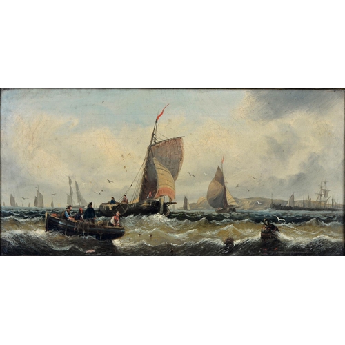 713 - William Anslow Thornbery (1847-1907) - Fishing Boats off the Coast; Shipping off a Port,  a pai... 