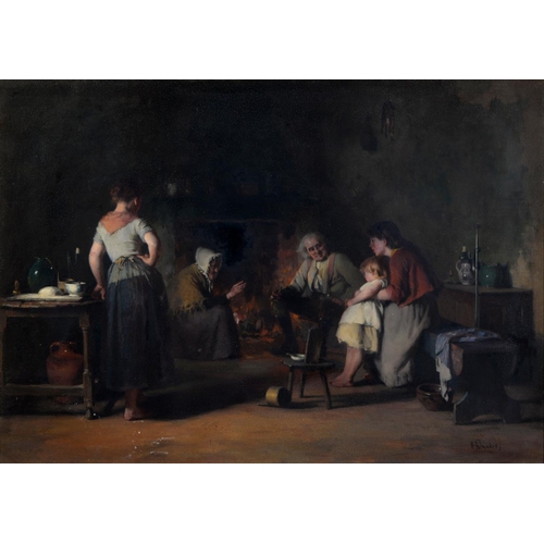 718 - Howard Helmick (1845-1907) - A Warm Glow, signed and dated '86, oil on canvas, 51 x 73cm... 