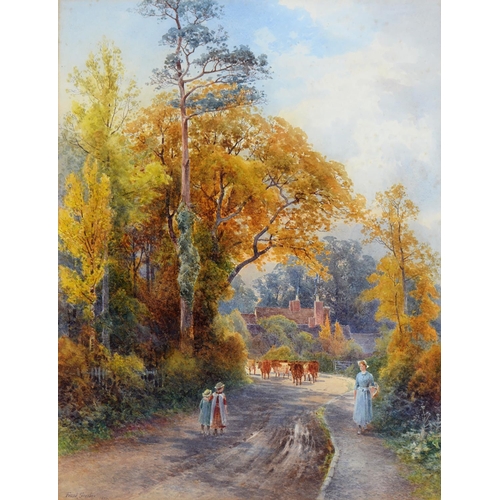 724 - Frank Gresley  (1855-1936) A Derbyshire Lane,  signed and dated 1893, watercolour, 64 x 48... 