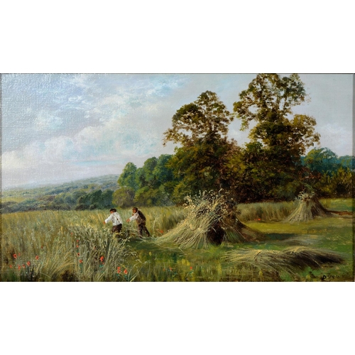 726 - Daniel Sherrin (1869-1940) - Haymaking, signed, oil on canvas, 29.5 x 49.5cm