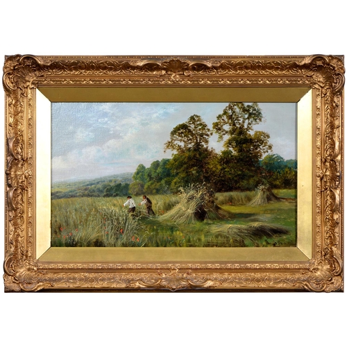 726 - Daniel Sherrin (1869-1940) - Haymaking, signed, oil on canvas, 29.5 x 49.5cm