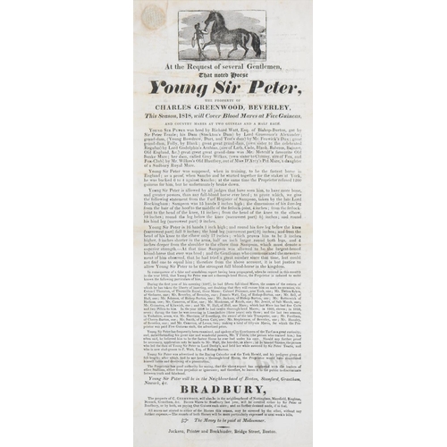 729 - Horse Racing. Broadside, At the Request of several Gentlemen, The noted Horse Young Sir Peter, ... 