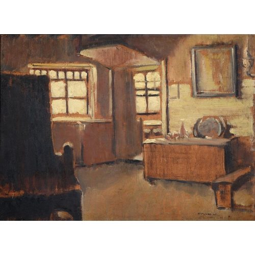 732 - Patrick Ferguson Millard (1902 - 1977) - Interior of a Cottage, signed and dated 25, indistinctly in... 