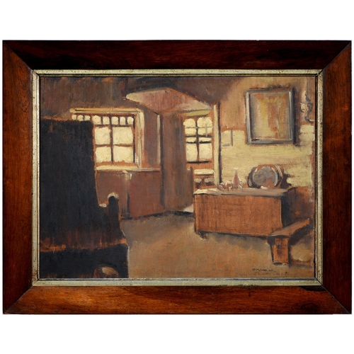 732 - Patrick Ferguson Millard (1902 - 1977) - Interior of a Cottage, signed and dated 25, indistinctly in... 