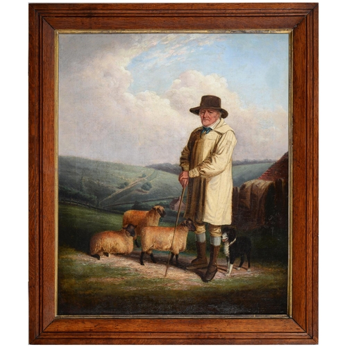 741 - William Garland (d. 1882) - The Old Shepherd, with South Down sheep, signed and dated 1848, oil... 