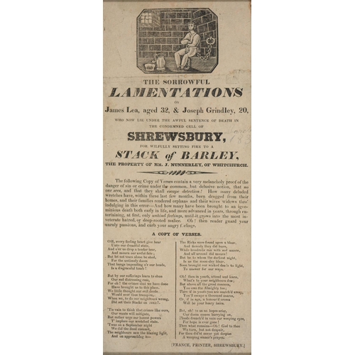 751 - Agriculture and Husbandry Ephemera. Broadside, The Sorrowful Lamentation on James Lea, age... 