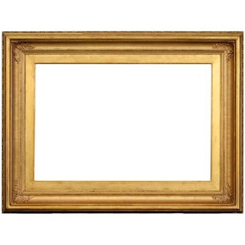 759 - A Victorian giltwood and composition picture frame, with reeded cavetto and leaf cornerpieces, sight... 