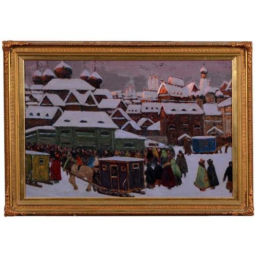 769 - ** Dralov, Soviet Russian Artist, 20th c - Moscow in Winter, signed and inscribed to verso in C... 