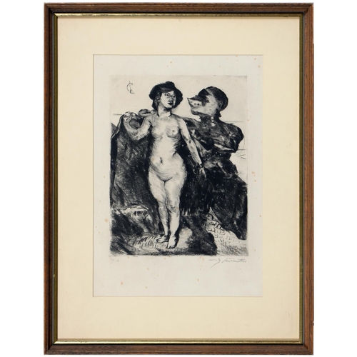 775 - Lovis Cornith (1858-1925) - [Female Nude], etching with extensive retousage, signed by the artist in... 