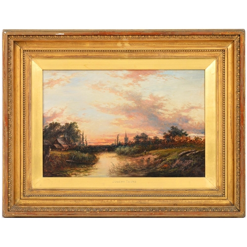 778 - Joseph Thors (1843-1898) - Landscape with Figures at Sunset, signed, oil on canvas, 29.5 x 44.5cm... 