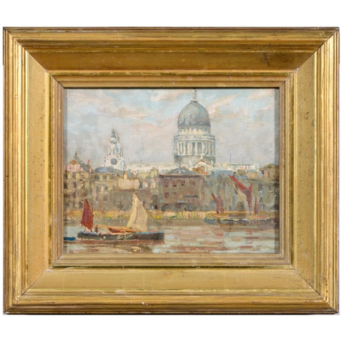 785 - Attributed to Arthur Haythorne Studd (1863-1919)- St Paul's Cathedral, oil on C Roberson & Co Lt... 