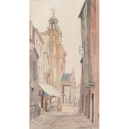 795 - Sir Henry Rushbury RA, RE, RWS (1889-1968) - The Buttercross Ludlow, signed, watercolour on Cox pape... 