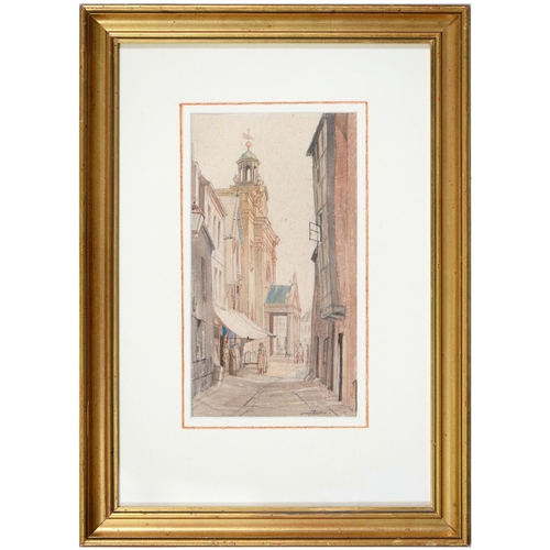 795 - Sir Henry Rushbury RA, RE, RWS (1889-1968) - The Buttercross Ludlow, signed, watercolour on Cox pape... 