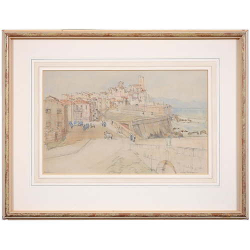 796 - Sir Henry Rushbury RA, RE, RWS (1889-1968) - Antibes, signed and inscribed, watercolour, 23.5 x 37cm... 