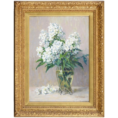 805 - Elizabeth Whitehead (1854-1934) - A Vase of White Phlox, signed, oil on canvas, 50 x 35cm... 