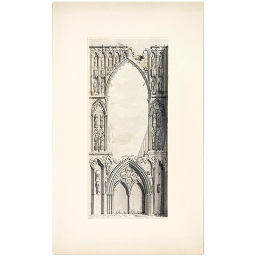 834 - Moses Griffith (1747-1819) - The Door and West Window of Crowland Abbey Church Lincolnshire, inscrib... 