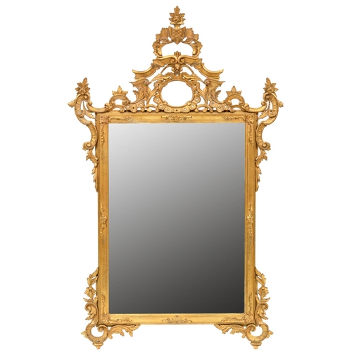 840 - An Italian giltwood rococo mirror, 20th c, in mid 18th c style, 161 x 101cm