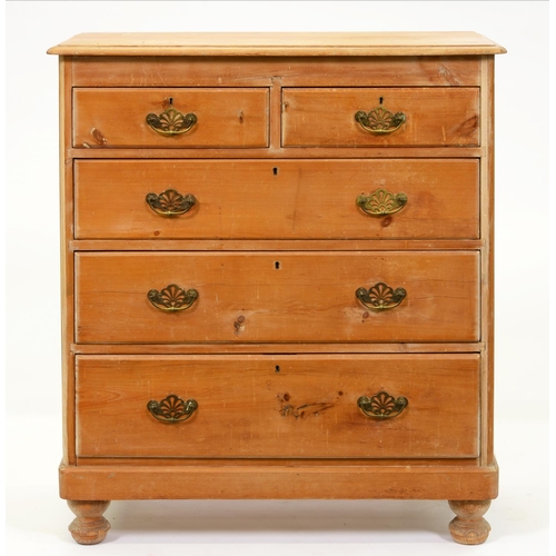 847 - A waxed pine chest of drawers, 109cm h; 47 x 95cm