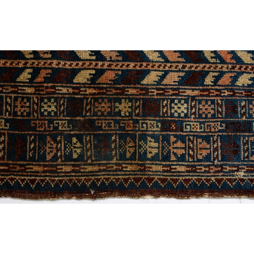 891 - An antique prayer rug, 98 x 146cm