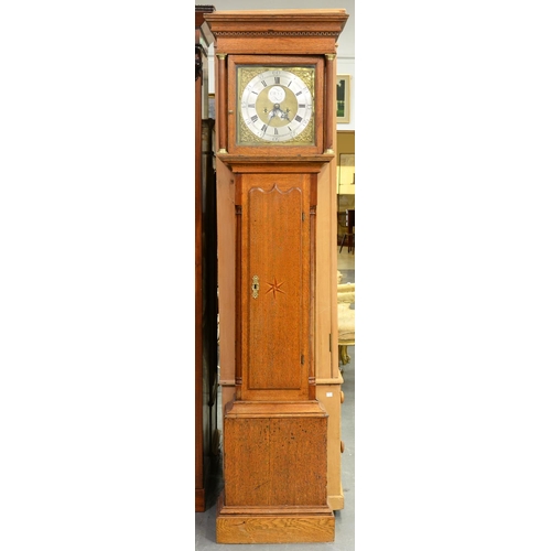 957 - An oak eight day longcase clock, [Edward] Owns [Wymeswold], mid 18th c, the 12